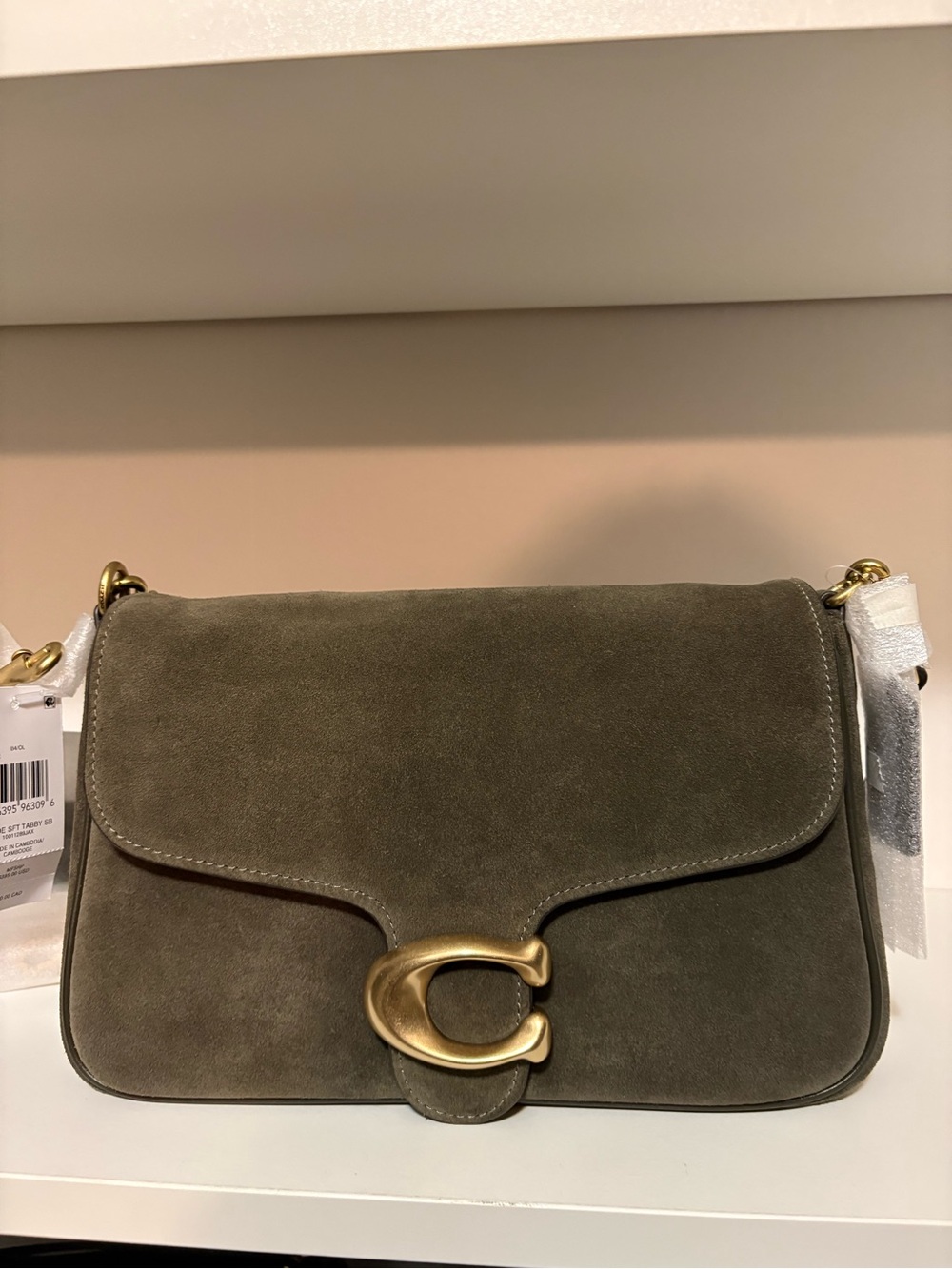 Coach Suede Soft Tabby Bag in Olive Green with Gold Tone Hardware